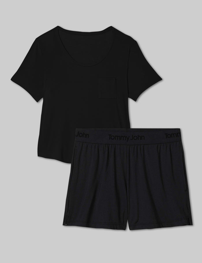 OLD::Women's Second Skin Sleep Tee & Short Set::Black
