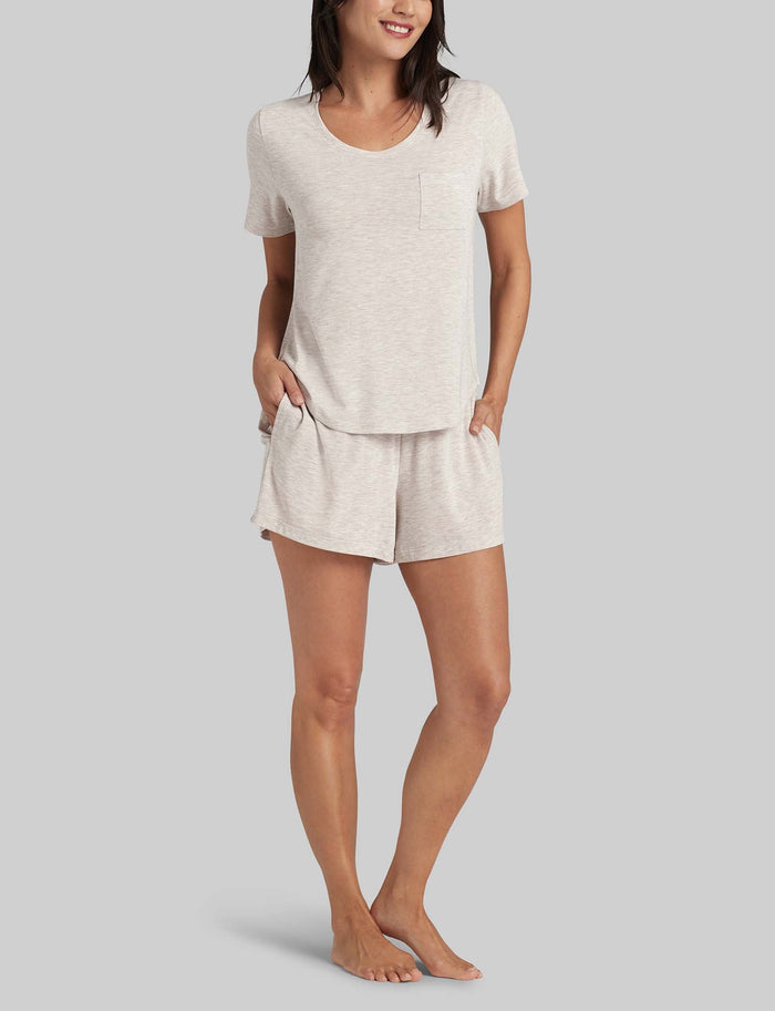 OLD::Women's Second Skin Sleep Pocket Tee & Short Set::Dove Heather