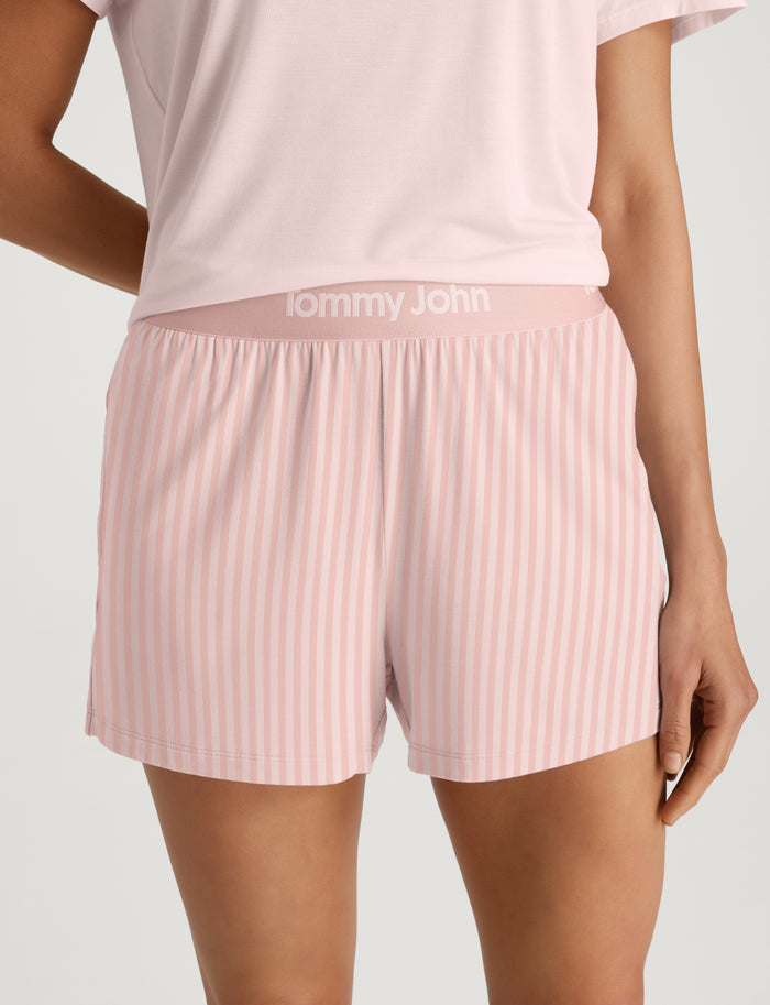 Women's Second Skin Sleep Short::Chintz Rose Vertical Classic Stripe