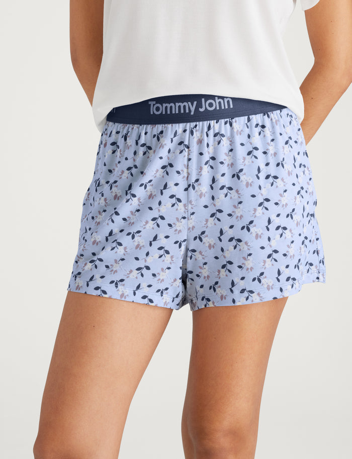Women's Second Skin Sleep Short::Halogen Blue Camellias