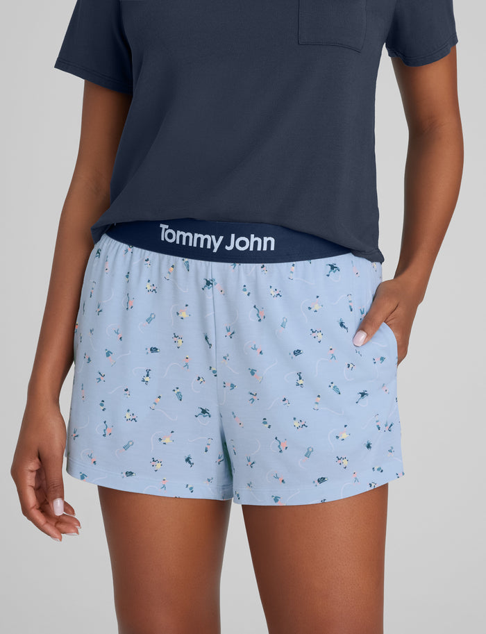 Women's Second Skin Sleep Short::Cashmere Blue Ice Skater