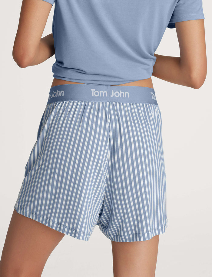 Women's Second Skin Sleep Short::Rain Washed Pinstripe