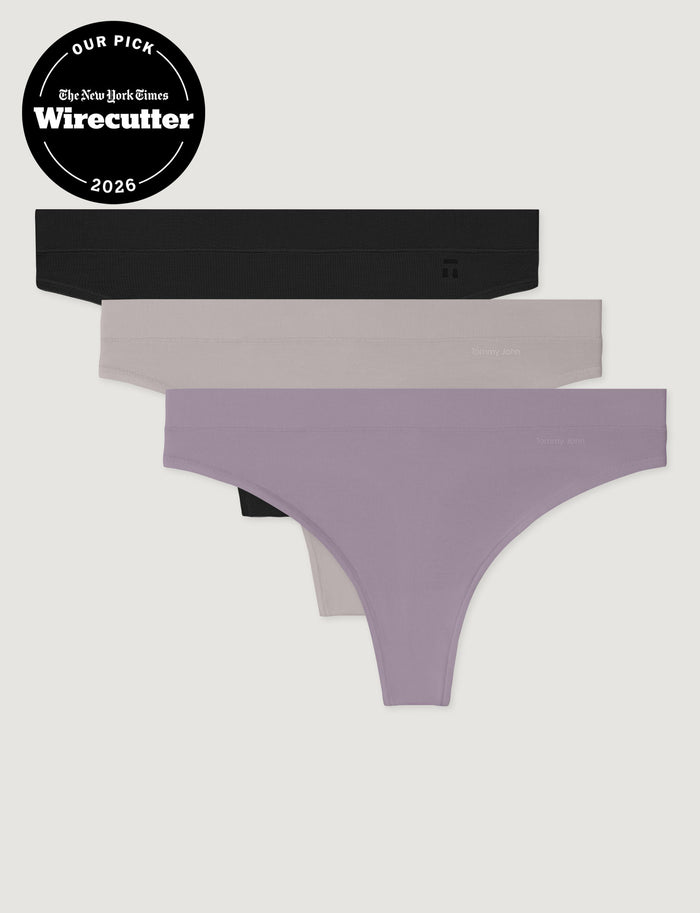 Women's Second Skin Thong (3-Pack)::Nirvana/Ashes of Roses/Black