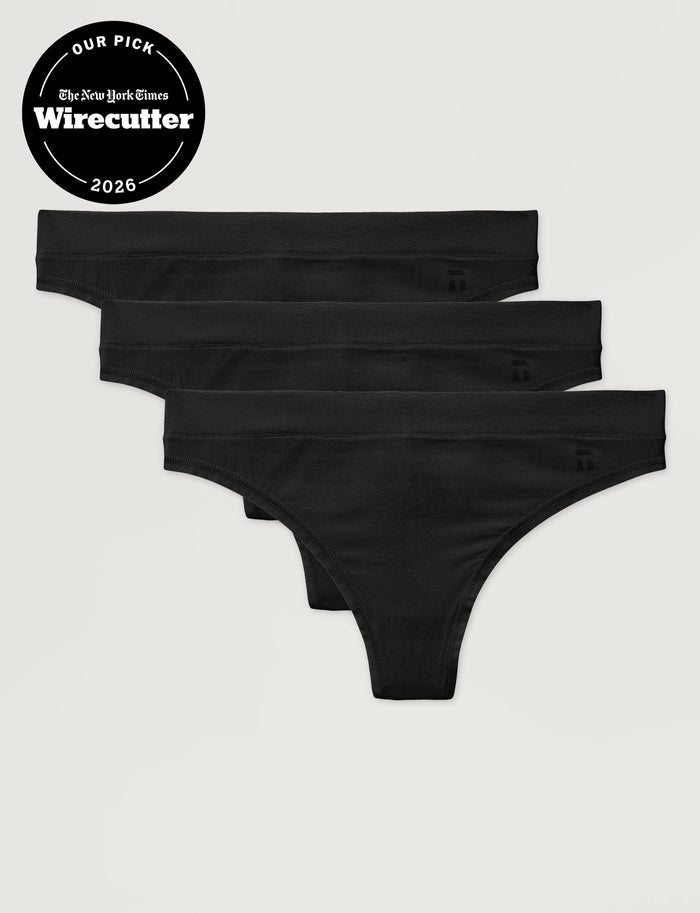 Women's Second Skin Thong (3-Pack)::Black