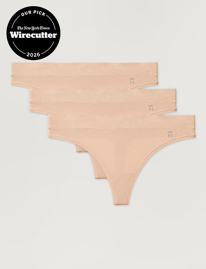 Women's Second Skin Thong (3-Pack)::Maple Sugar