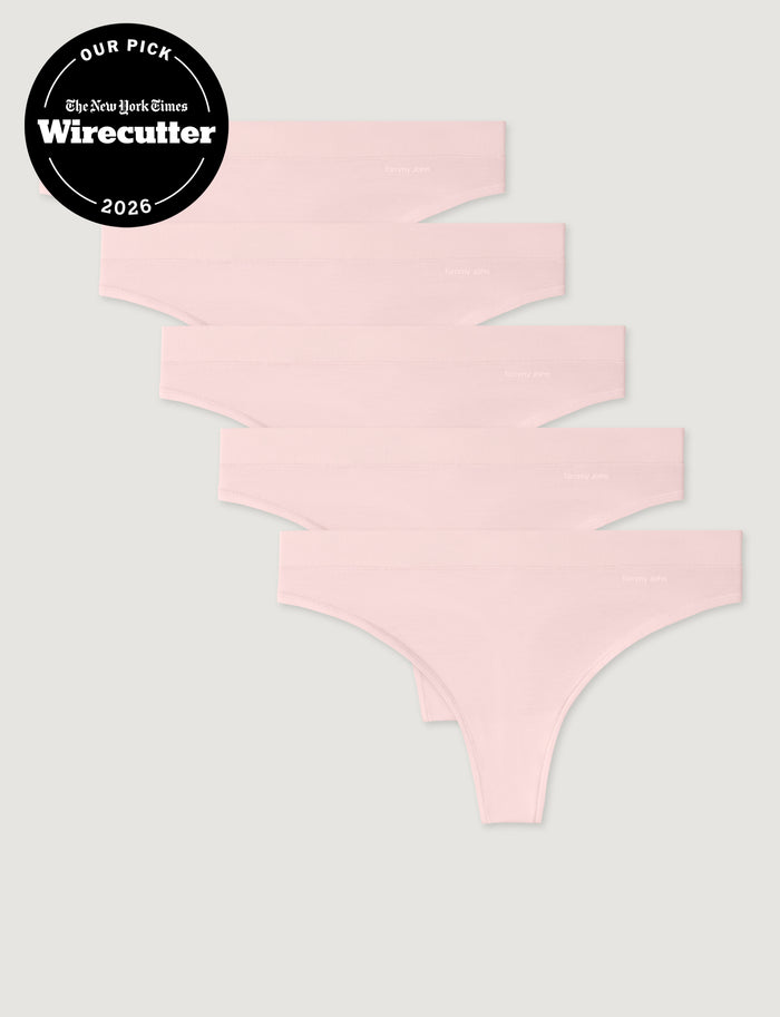 Women's Second Skin Thong (5-Pack)::Rosewater