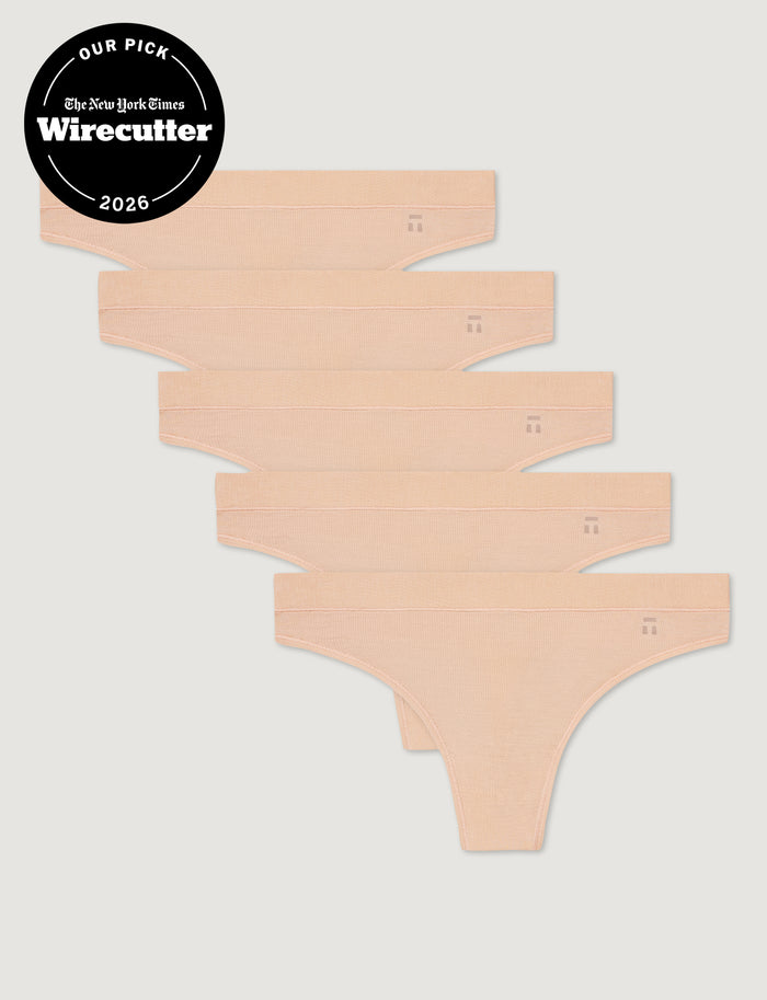 Women's Second Skin Thong (5-Pack)::Maple Sugar