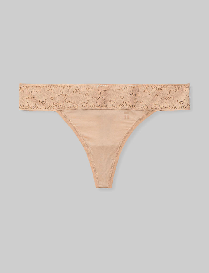 Women's Second Skin Thong, Lace Waist::Maple Sugar Lace Waist::Swatch