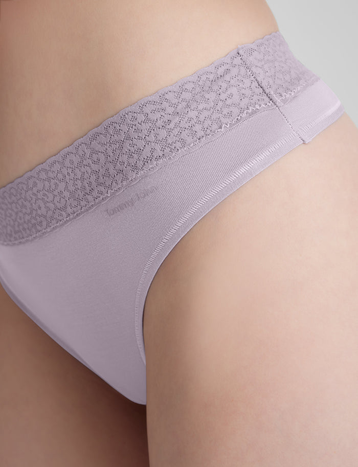 Women's Second Skin Thong, Lace Waist::Iris Lace Waist