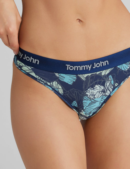 Women's Second Skin Thong::Blue Poppy Shells