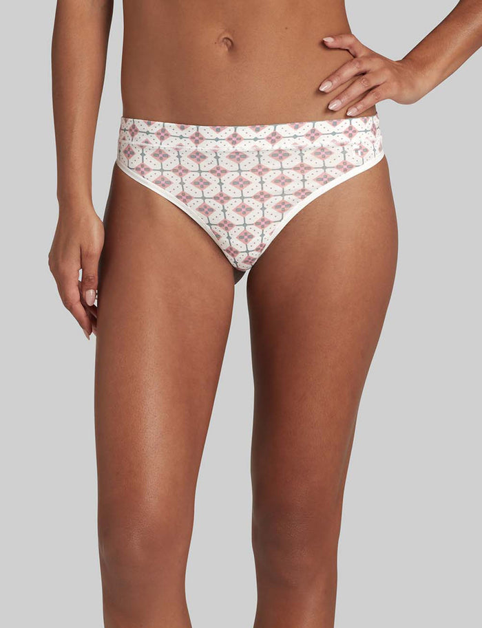 Women's Second Skin Thong::Miami Rose Tile