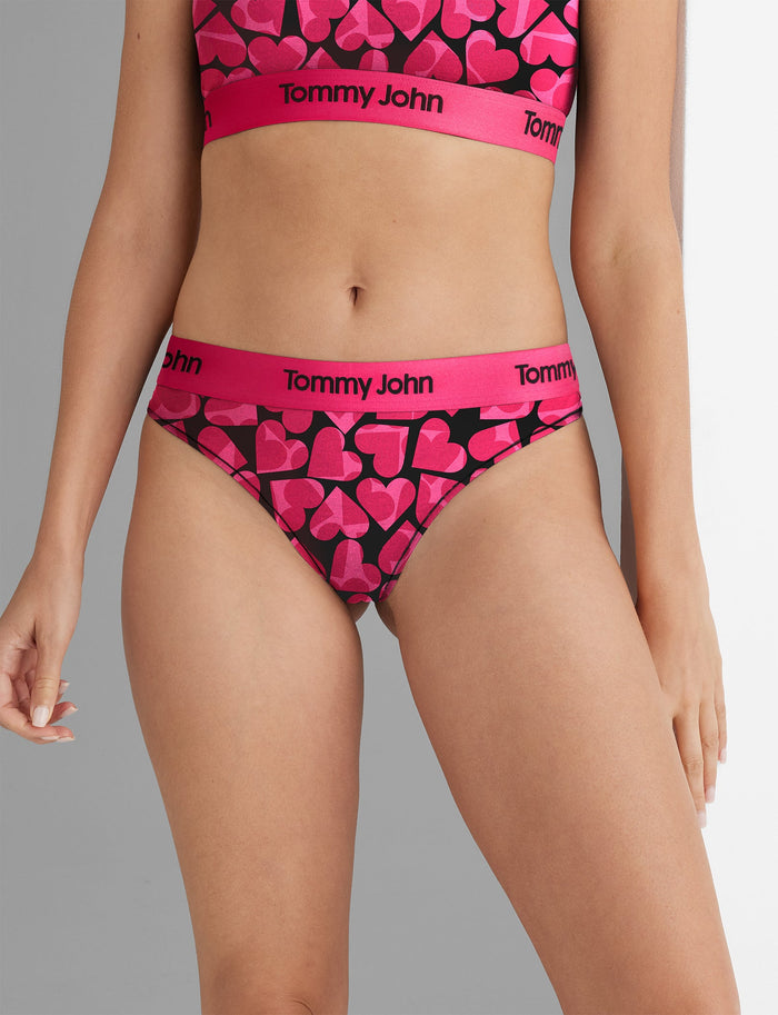 Women's Second Skin Thong::Cropped Hearts