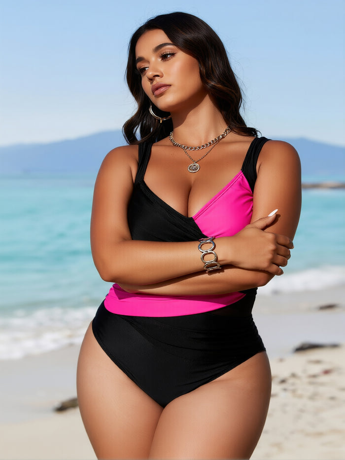 Women's Sexy V Neck Bikini Sets Hollow Out Two Piece Swimsuits Cutout Mid Waist Bathing Suit