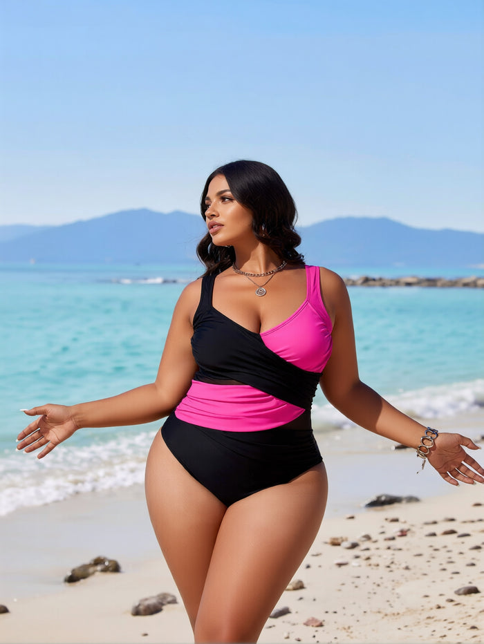 Women's Sexy V Neck Bikini Sets Hollow Out Two Piece Swimsuits Cutout Mid Waist Bathing Suit