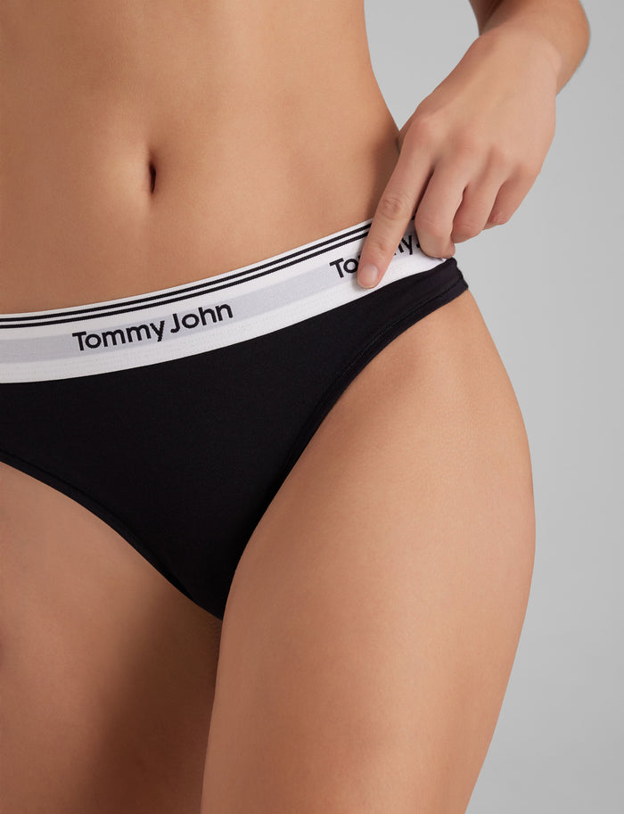 Women's Signature Cotton Thong::Black