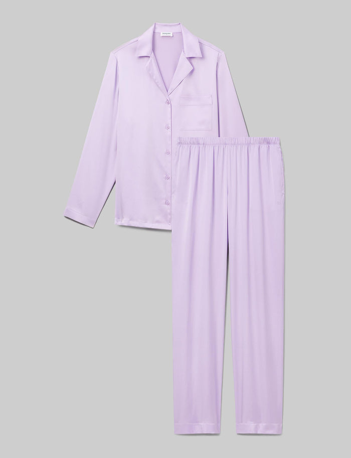 Women's Silk Long Sleeve Pajama Top & Pant Set::Lavendula::Swatch