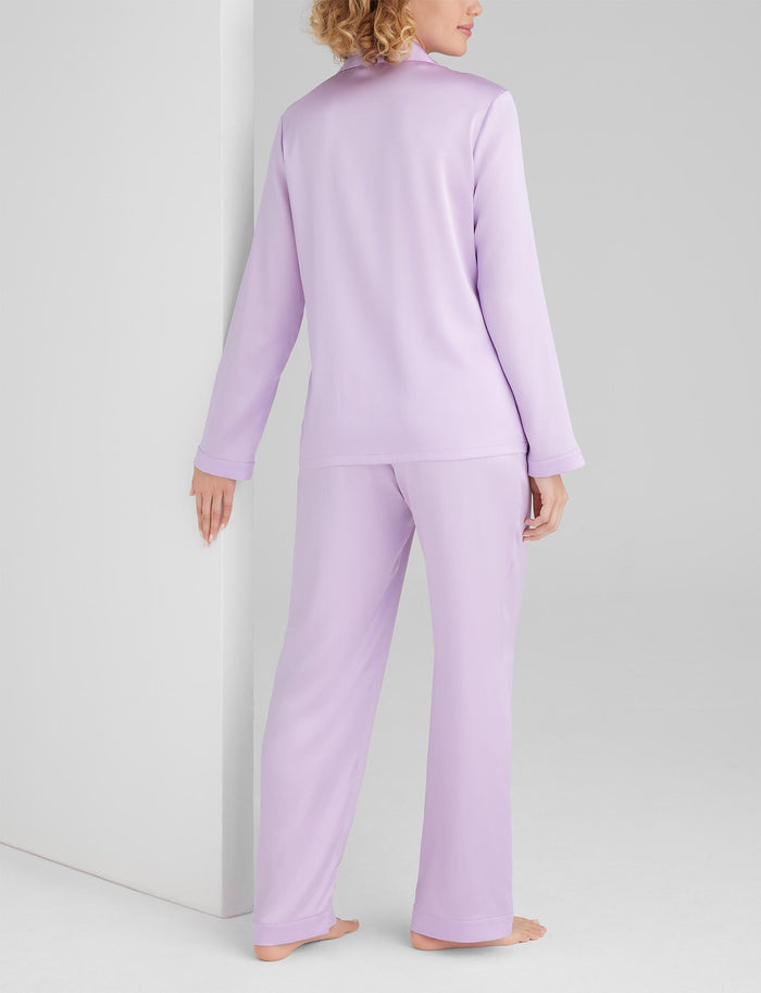 Women's Silk Long Sleeve Pajama Top & Pant Set::Lavendula