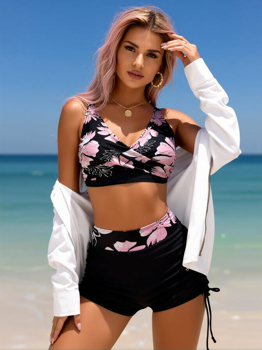 Women's Sporty Two Piece Swimsuits Halter Push Up Bathing Suits Athletic Swimwear for Women