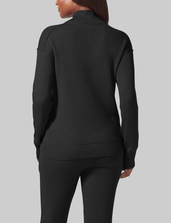 Women's Sweater Lounge Henley::Black