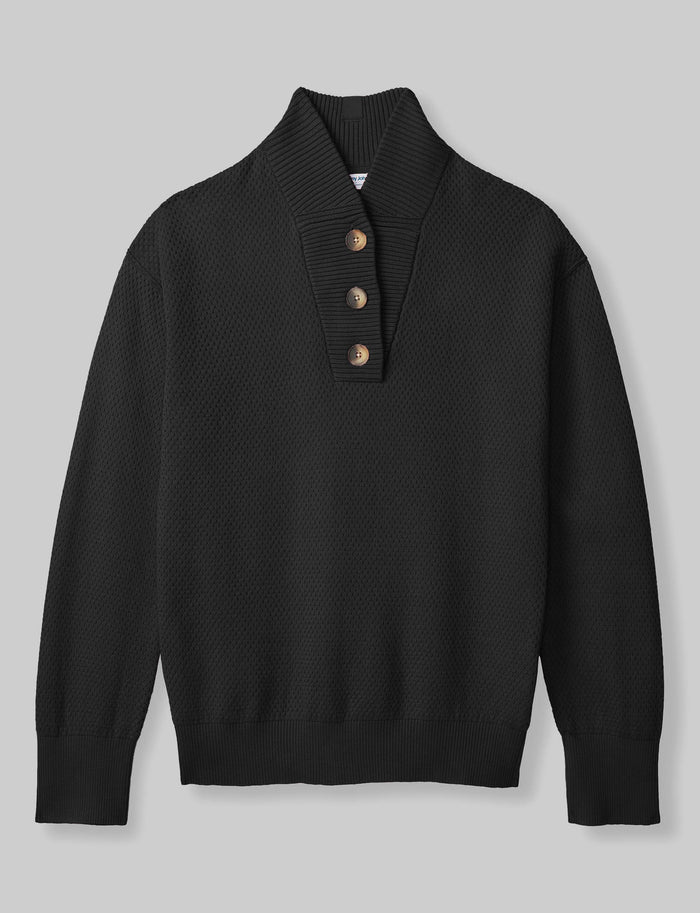 Women's Sweater Lounge Henley::Black::Swatch