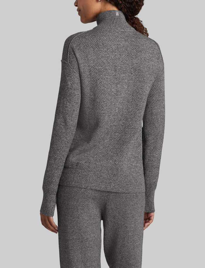 Women's Sweater Lounge Henley::Medium Heather Grey