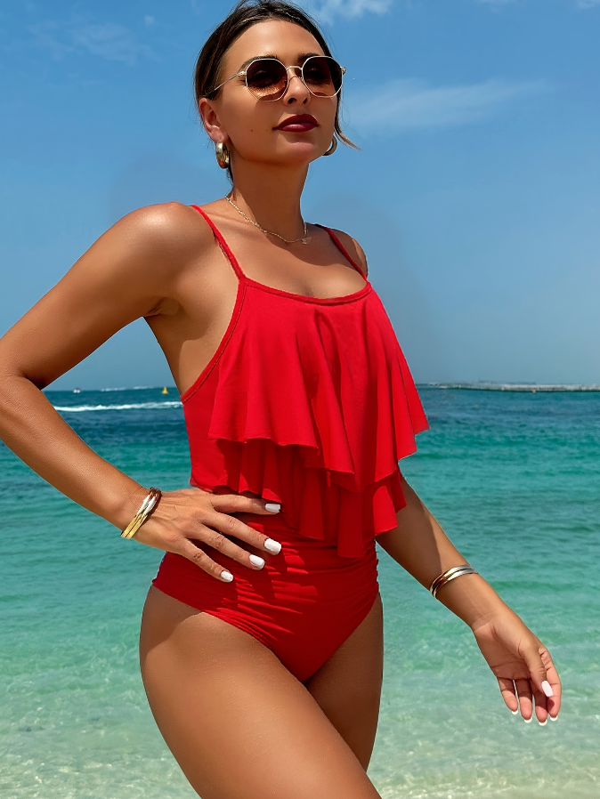 Womens Tankini Swimsuits Ruffled Tank Top Tummy Control Floral Modest Swimwear High Waisted Bikini