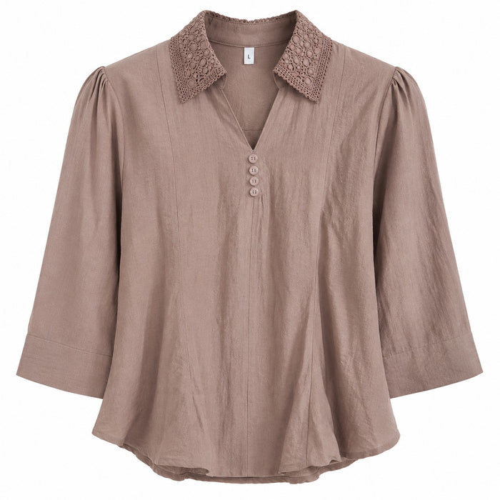 Women’s Taupe Brown Collared Tunic Top product image from ANS Billion