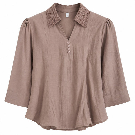 Women’s Taupe Brown Collared Tunic Top product image from ANS Billion