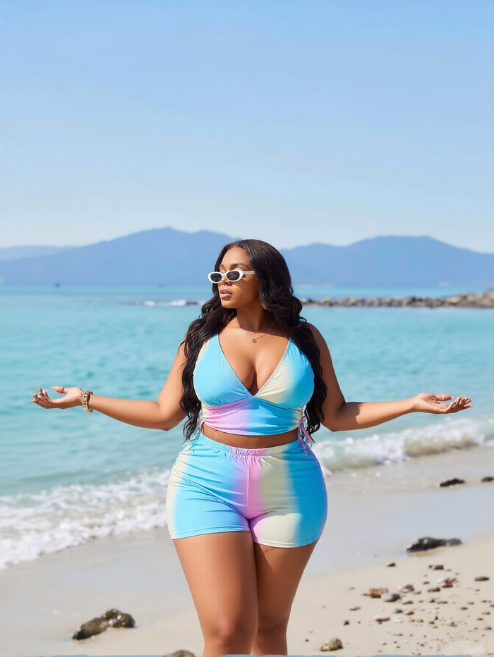 Women's Two Piece Swimsuit with Boy Shorts High Waisted Bikini Sets Sporty Swimming Suits Bathing Suit