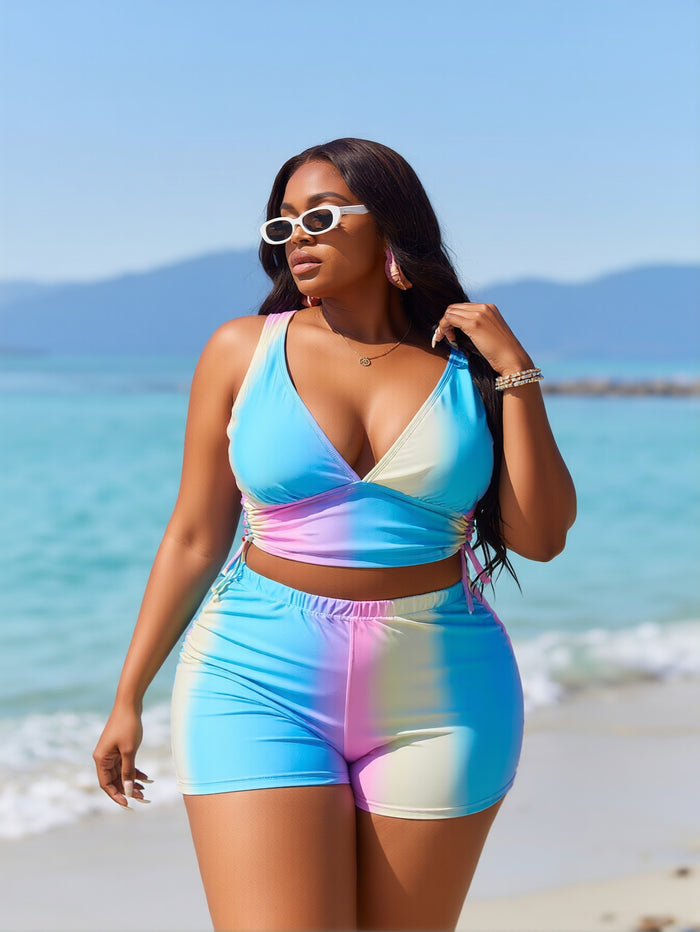 Women's Two Piece Swimsuit with Boy Shorts High Waisted Bikini Sets Sporty Swimming Suits Bathing Suit