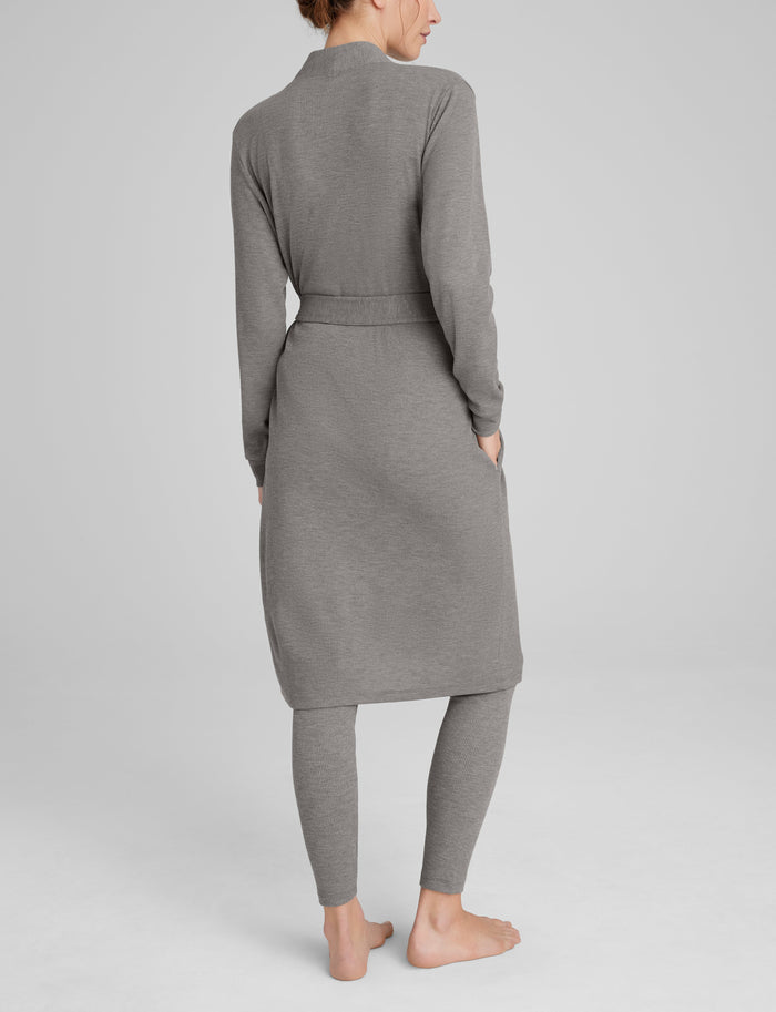 Women's Waffle Lounge Tank, Legging & Robe Set::Medium Heather Grey