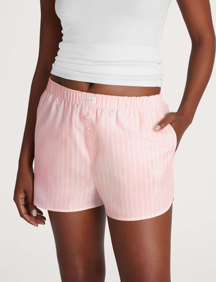 Women's Woven Boxer Short::Rosewater Pinstripe