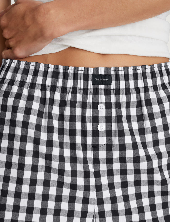 Women's Woven Boxer Short::Black Gingham