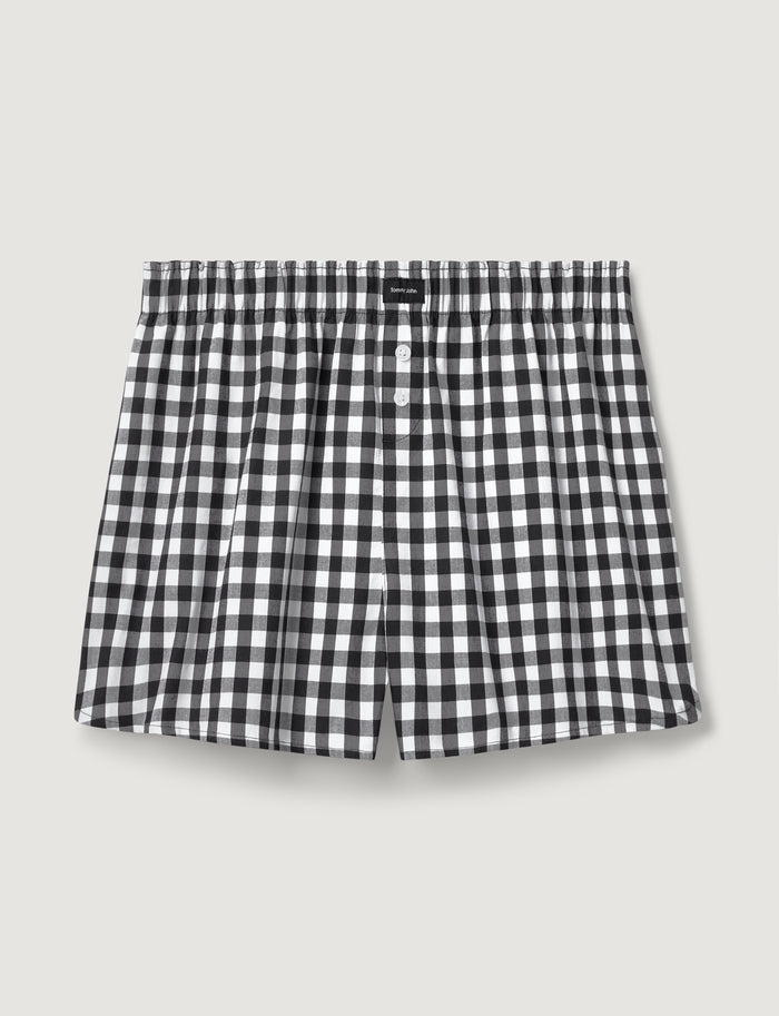 Women's Woven Boxer Short::Black Gingham::Swatch