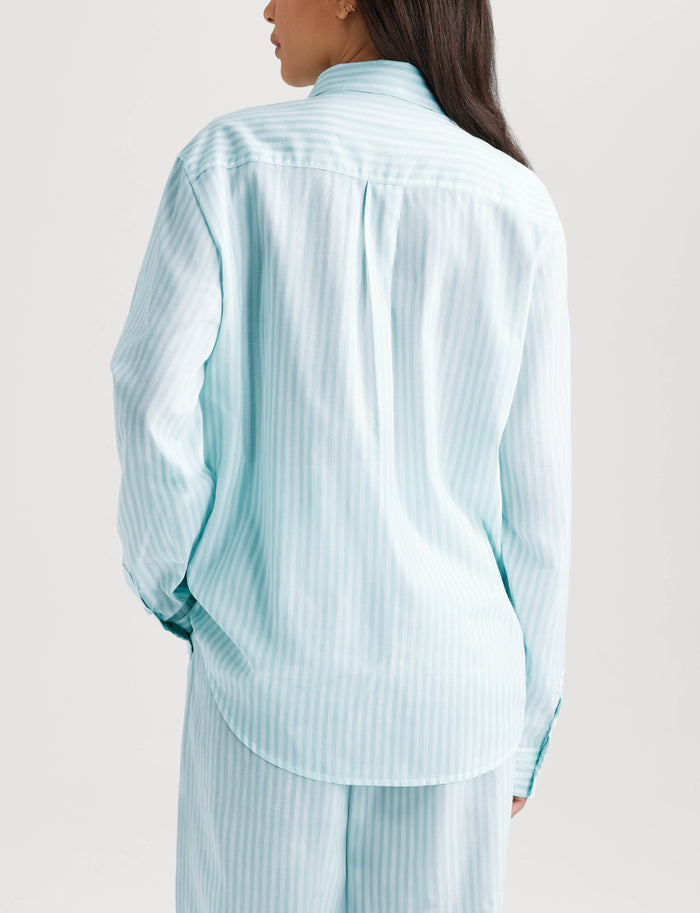 Women's Woven Button Down Shirt::Clearwater Coastal Stripe
