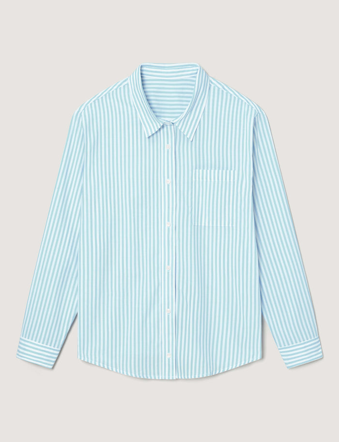Women's Woven Button Down Shirt::Clearwater Coastal Stripe::Swatch