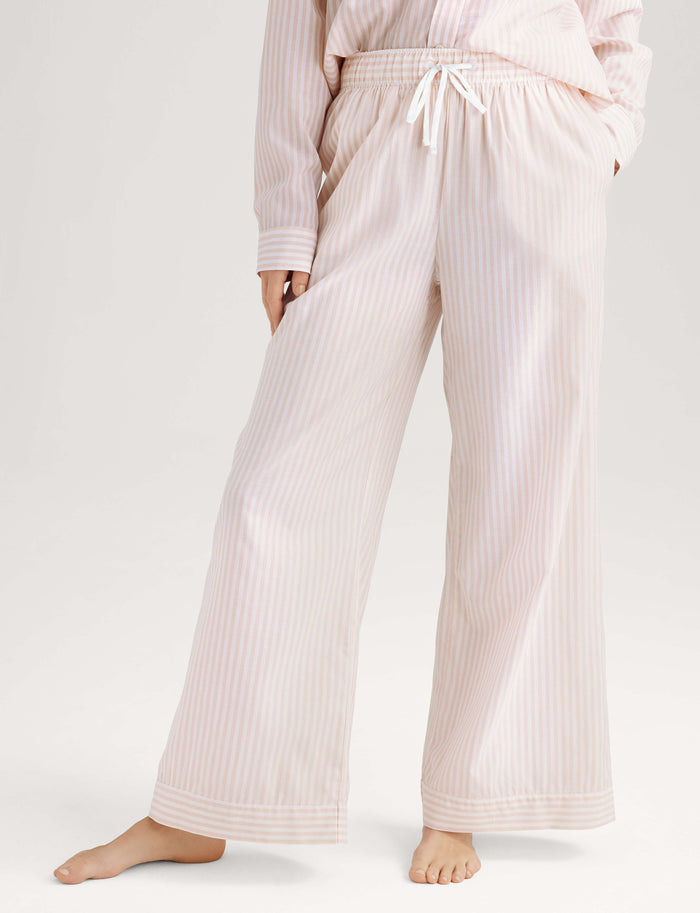 Women's Woven High Rise Pant::Cameo Rose Coastal Stripe
