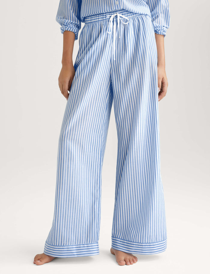 Women's Woven High Rise Pant::Vista Blue Coastal Stripe