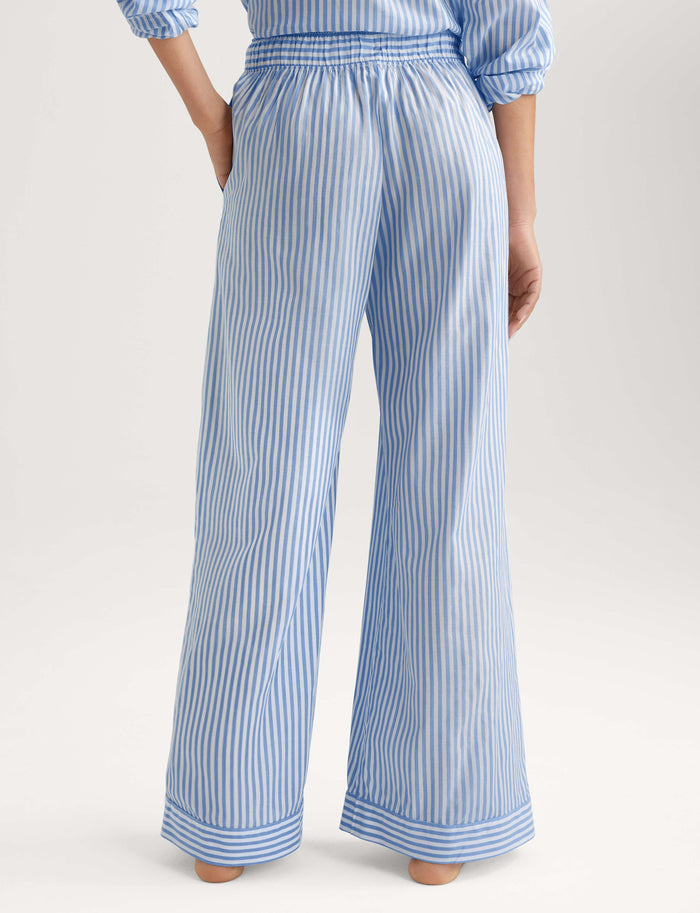 Women's Woven High Rise Pant::Vista Blue Coastal Stripe