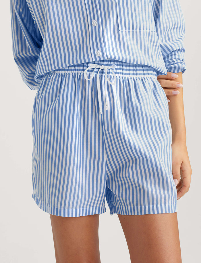 Women's Woven High Rise Short::Vista Blue Coastal Stripe