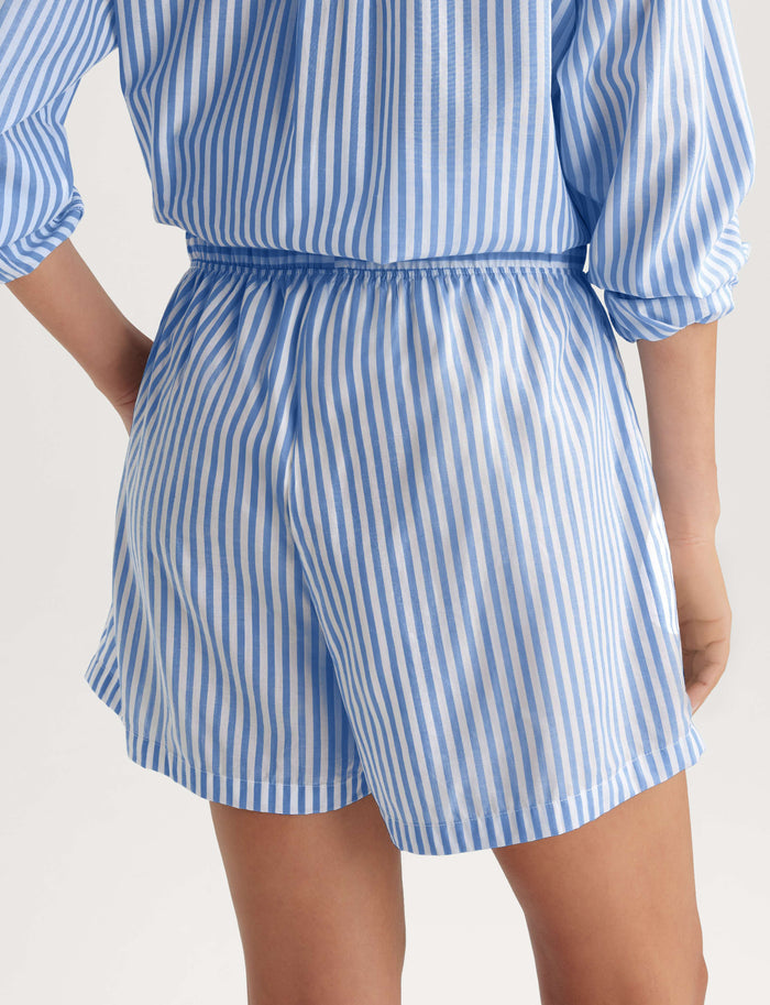 Women's Woven High Rise Short::Vista Blue Coastal Stripe