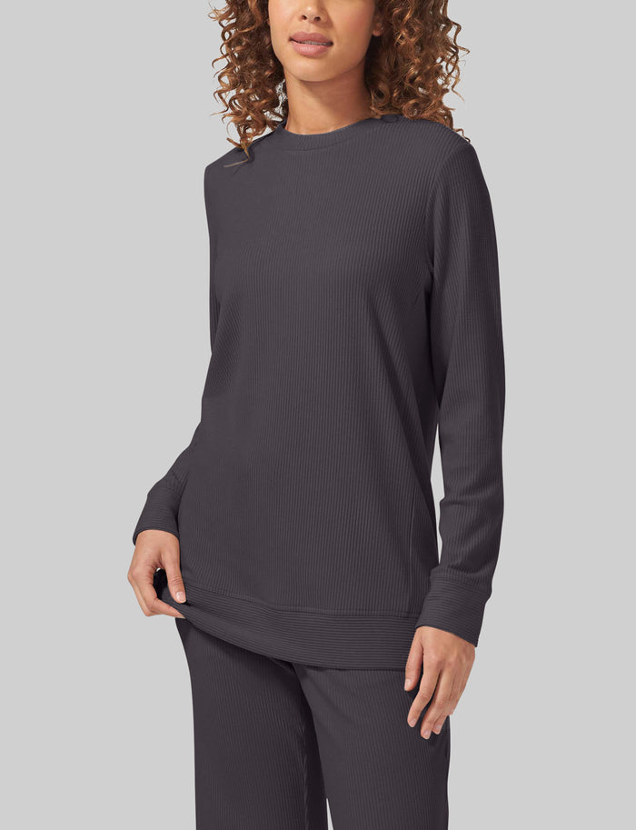 Women's Zen Ribbed Long Sleeve Crew Neck::Phantom
