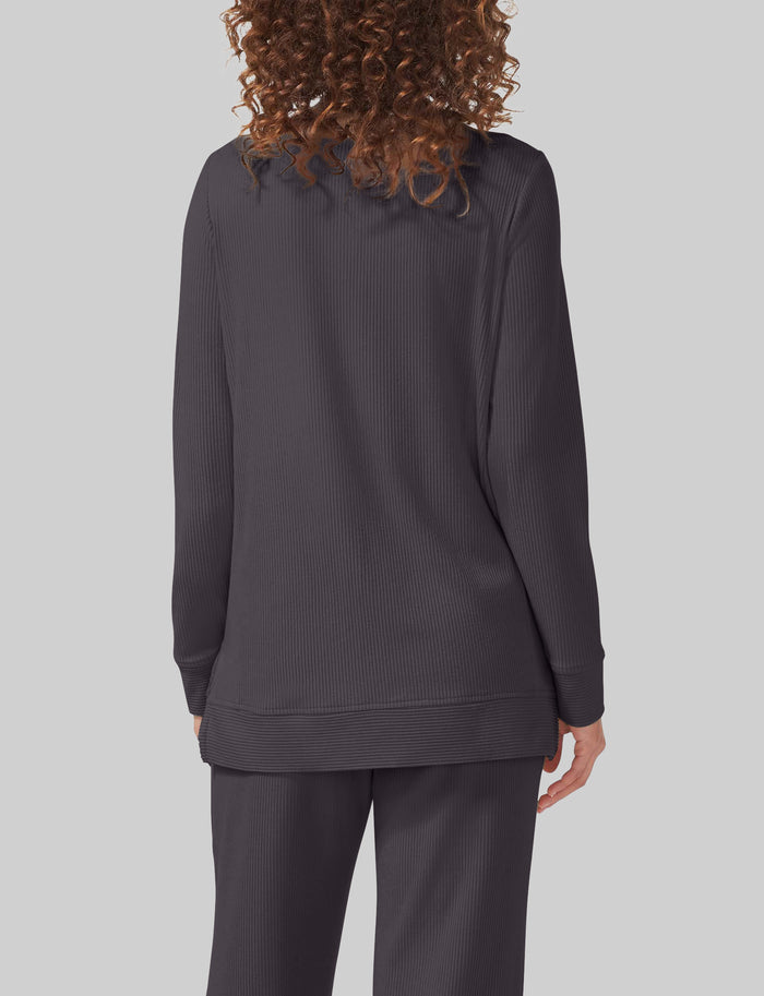 Women's Zen Ribbed Long Sleeve Crew Neck::Phantom