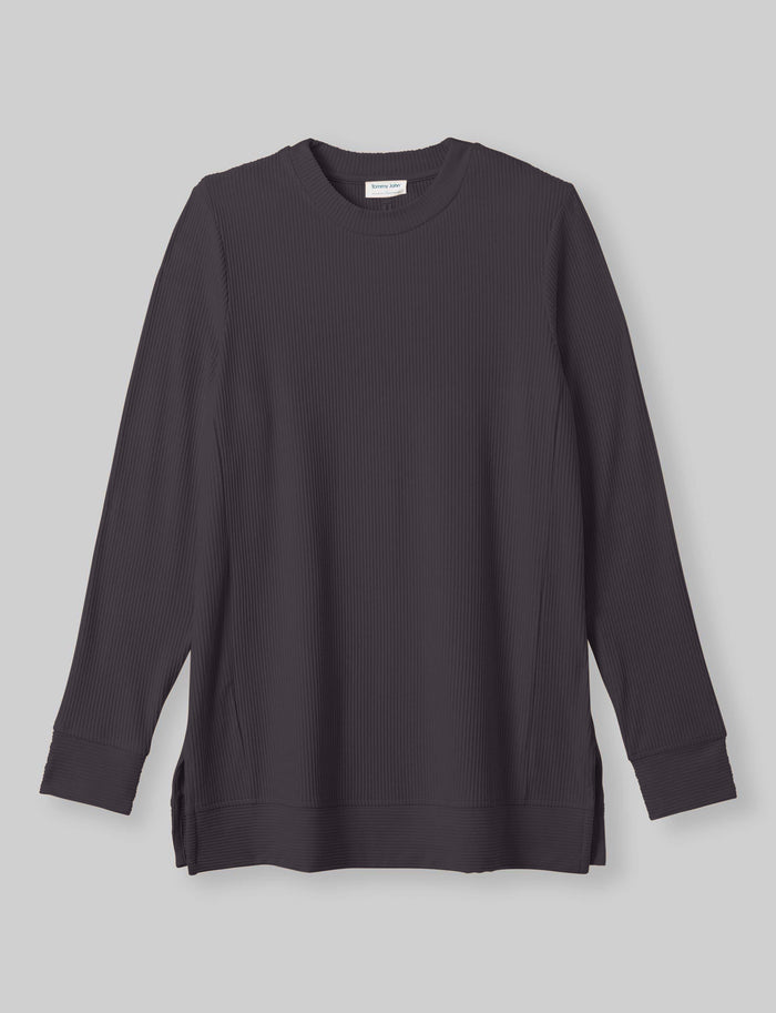 Women's Zen Ribbed Long Sleeve Crew Neck::Phantom::Swatch