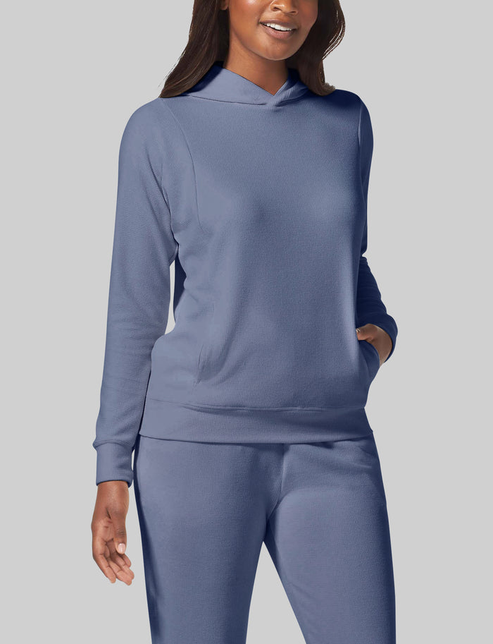 Women's Zen Waffle Hoodie::Country Blue