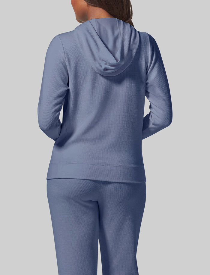 Women's Zen Waffle Hoodie::Country Blue
