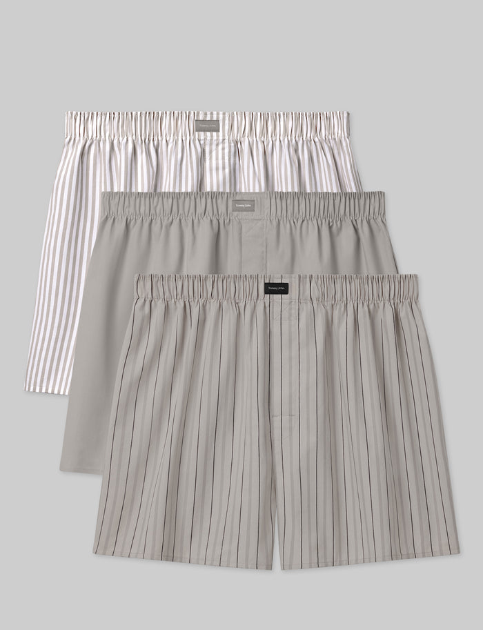 Woven Boxer (3-Pack)::Dove Classic Stripe/Dove/Dove Vintage Stripe