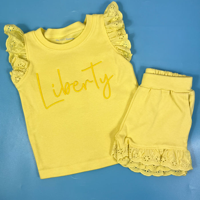 Yellow frill Short set