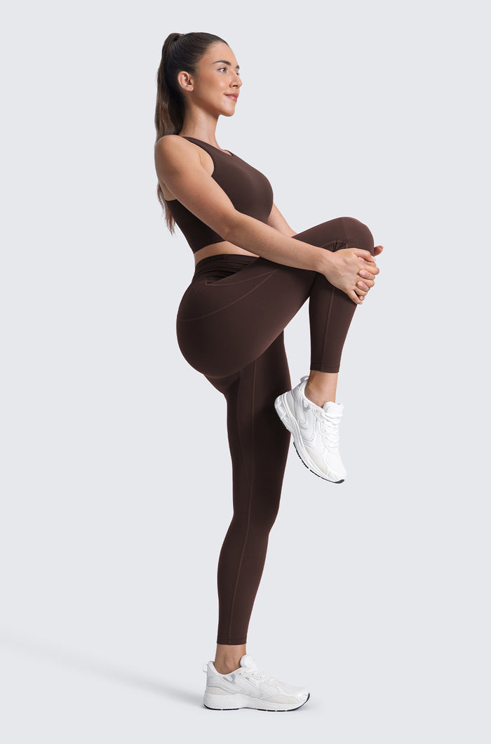 CRZ YOGA Women's Yoga Leggings 25" with Pockets Hot Fudge Brown