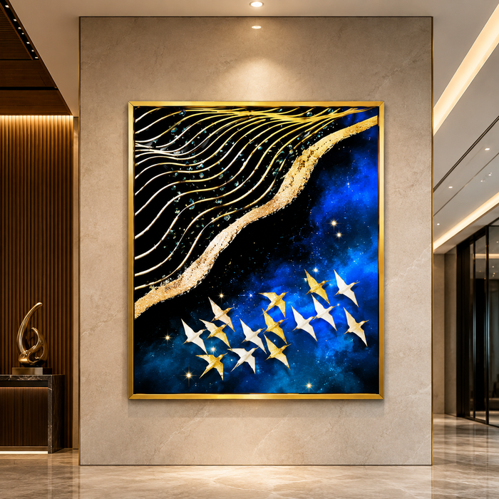 Yooyu Luxury Wall Art Moon Golden Birds Mountain Canvas ...